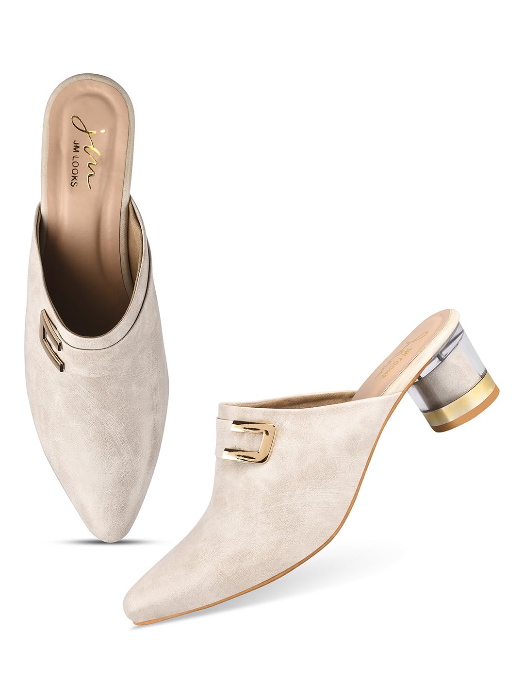 JM LOOKS Fancy Pointed Toe Block Heel Sandal Mules: Trendy Comfort for Women & Girls (B0CX247S1G) Amazon Price History, Amazon Price Tracker