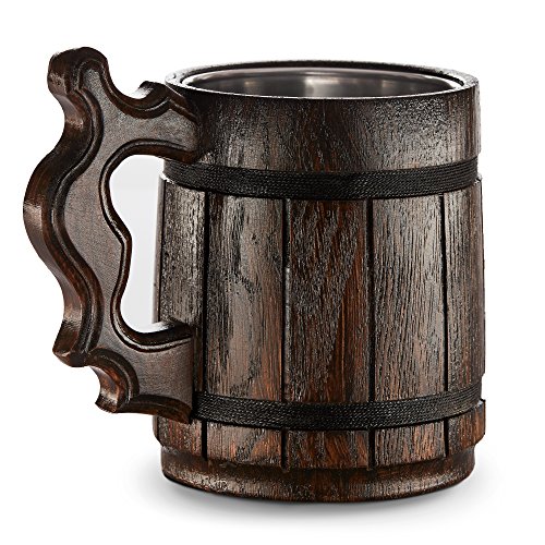 Grande chope de bière chêne fait main le cadeau idéal durable et robuste - 3