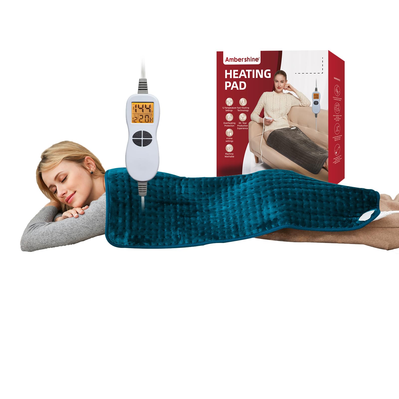 Amazon.com: Ambershine 17''x33'' XXXL King Size Heating Pad with