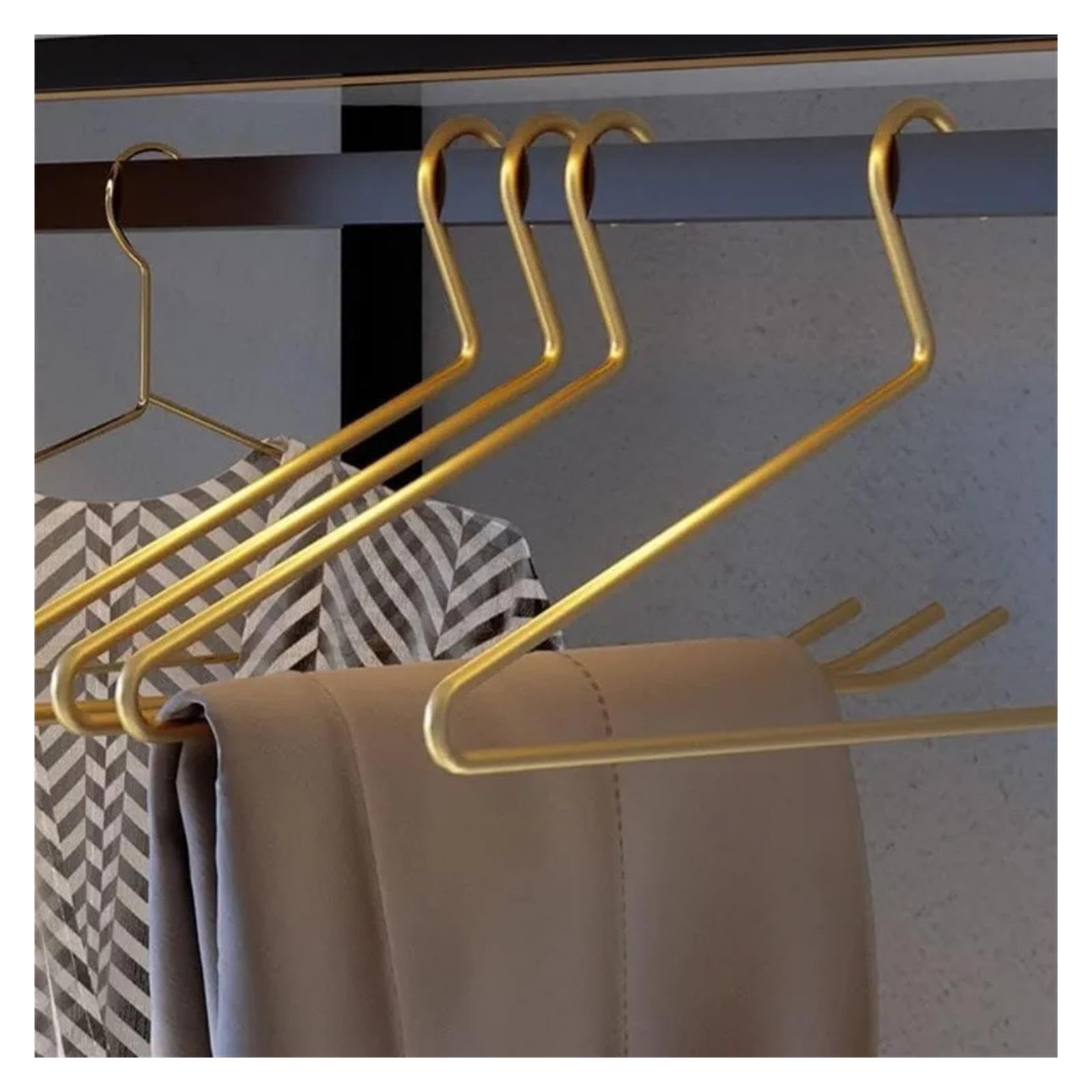 5 Stück goldene Hosenbügel aus Aluminiumlegierung, platzsparender L-förmiger Schrank-Organizer for die Aufbewahrung von Kleidung