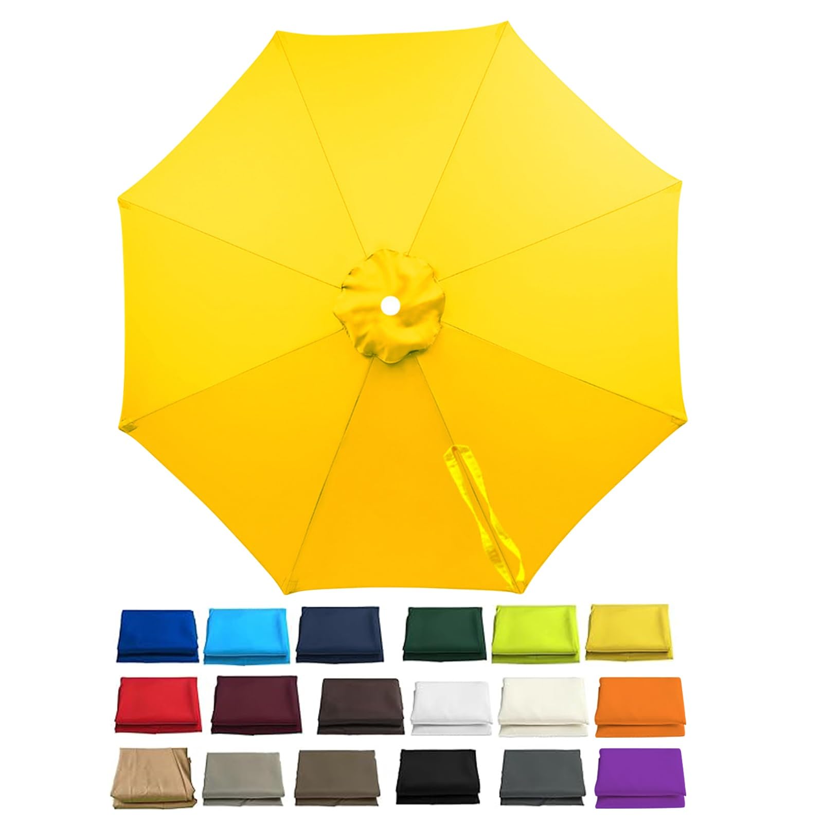 Garden Parasol Replacement Cover, 2m 2.3m 2.5m 2.7m 3.0m 4.0m 6/8 Arms Sun Umbrella Canopy Replacement Outdoor Market Patio Table, UV-Block Waterproof Polyester Cloth Fabric(Yellow,6ribs/2.5m)