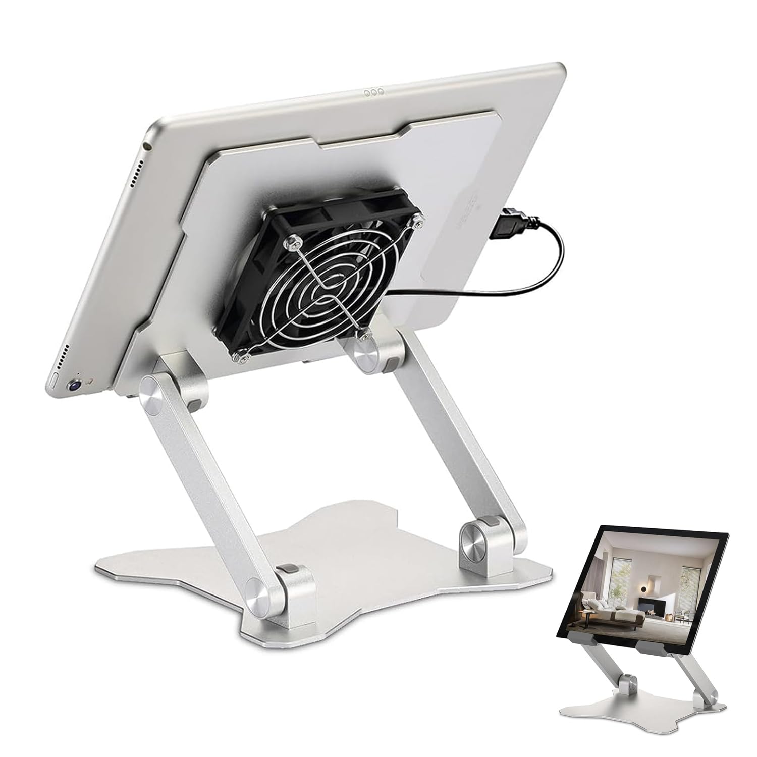 Surface Pro Stand, iPad Cooler,Aluminum Cooling Pad,Sturdy Tablet Stand Holder with Quiet Fan for Microsoft Surface Tablets,iPad Series,Samsung Galaxy Tabs-Up to 15-in Tablets