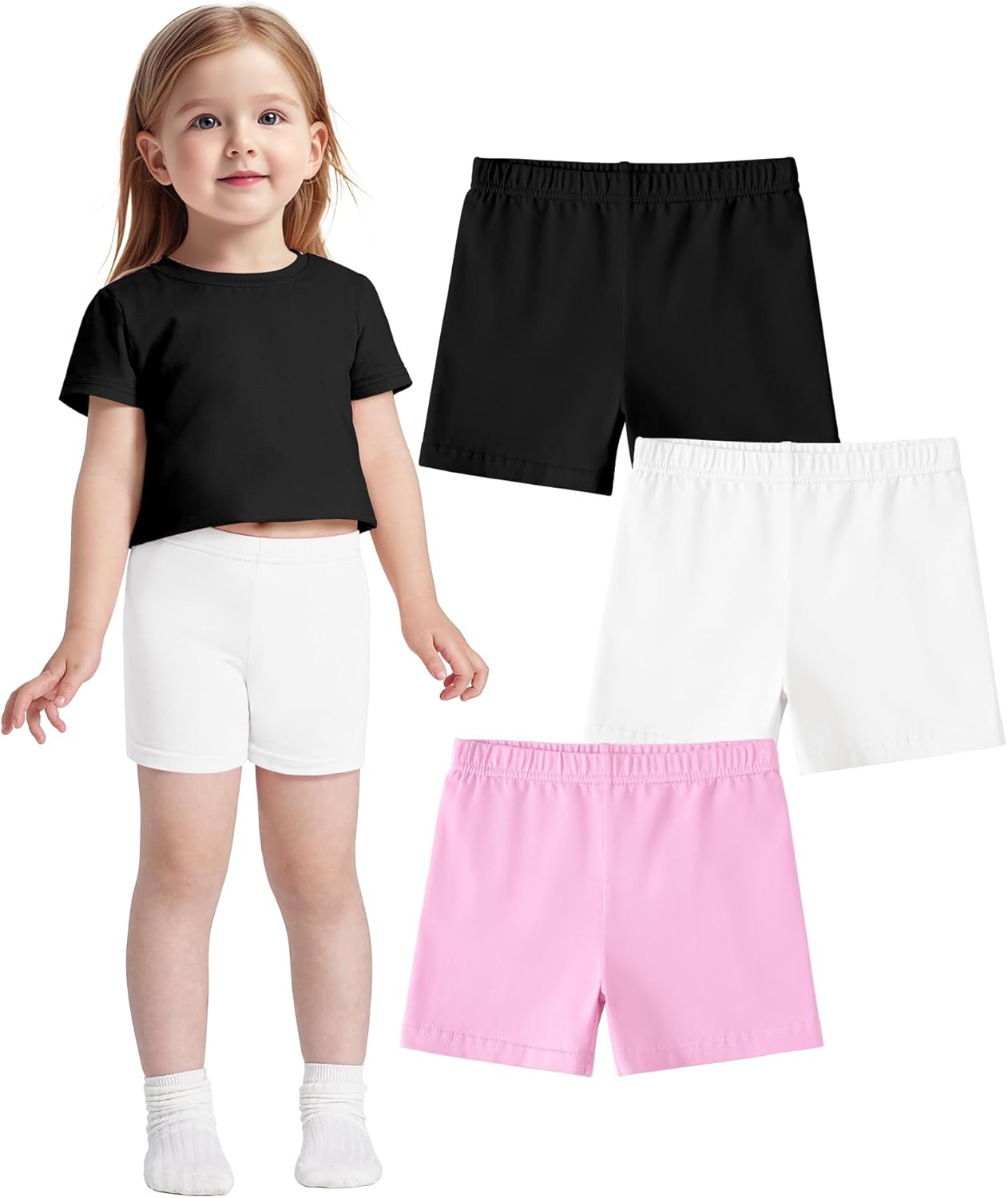 3 Pack Baby Girls Bike Shorts Toddler Girl Athletic Dance Short Soft Cotton Summer Clothes Size 18M-5T