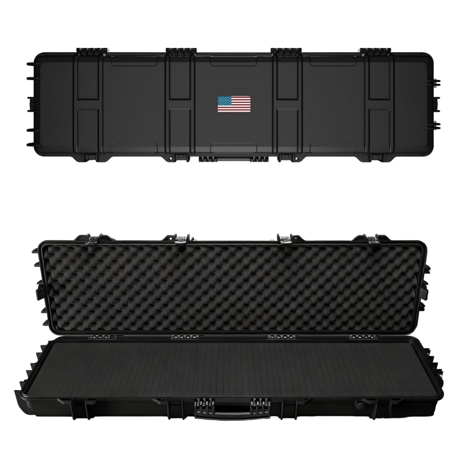 Hard Rifle Case 42.9" with Wheels, IP67 Waterproof &amp; Crushproof Gun Case, TSA Approved Lockable Storage for Rifles, 3 Layer Pick and Pluck Foam + FREE Extra Cubed Foam Insert