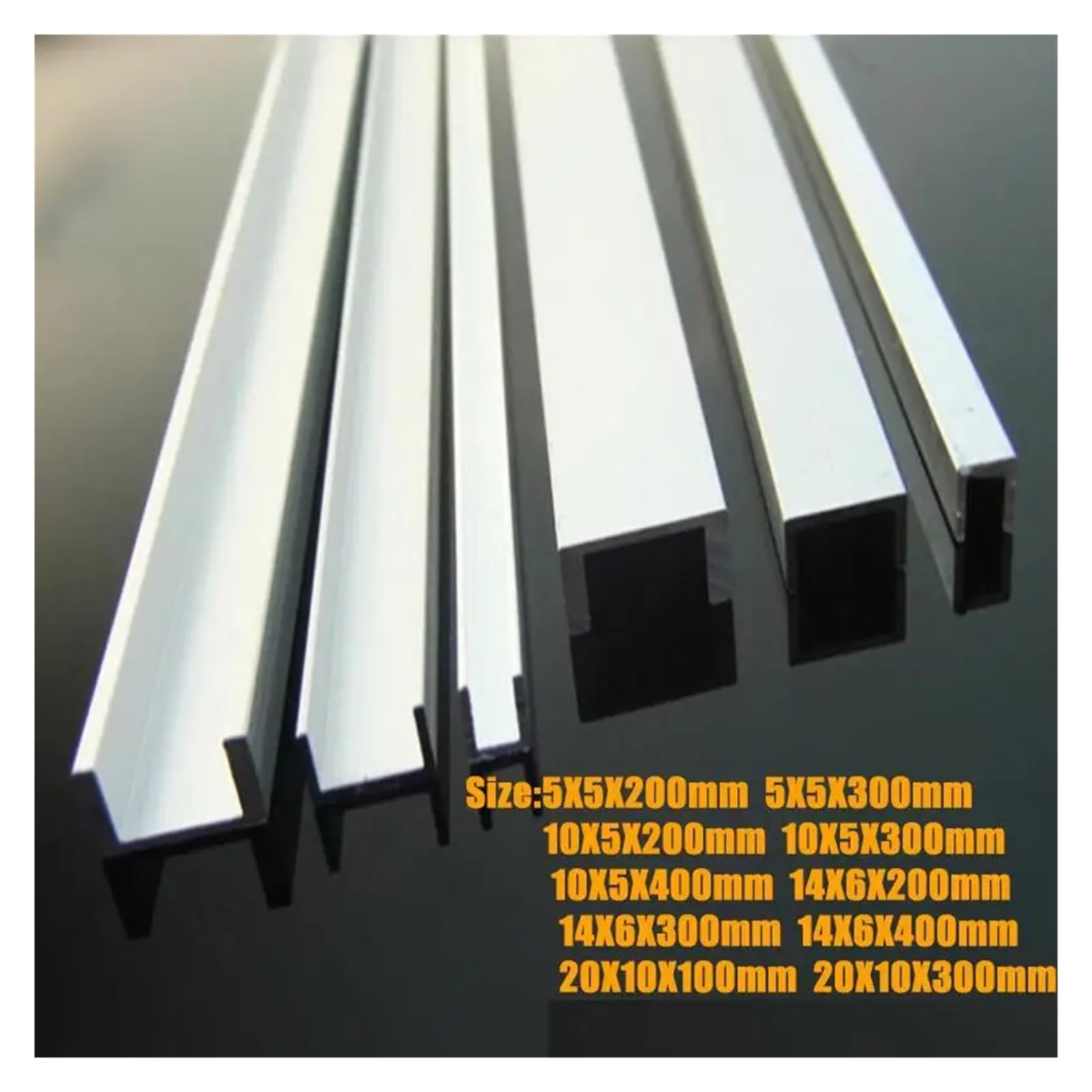 Perfil en U aluminio Tira de borde aluminio en forma U, con revestimiento vidrio, aleación, 5 mm, 10 y 20 ancho 100 a 400 largo(10X5X300MM,1pcs)