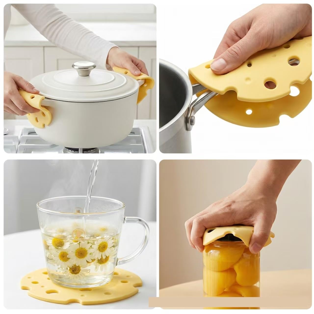 Lot de 3 dessous de plat en silicone pour plats chauds, style fromage