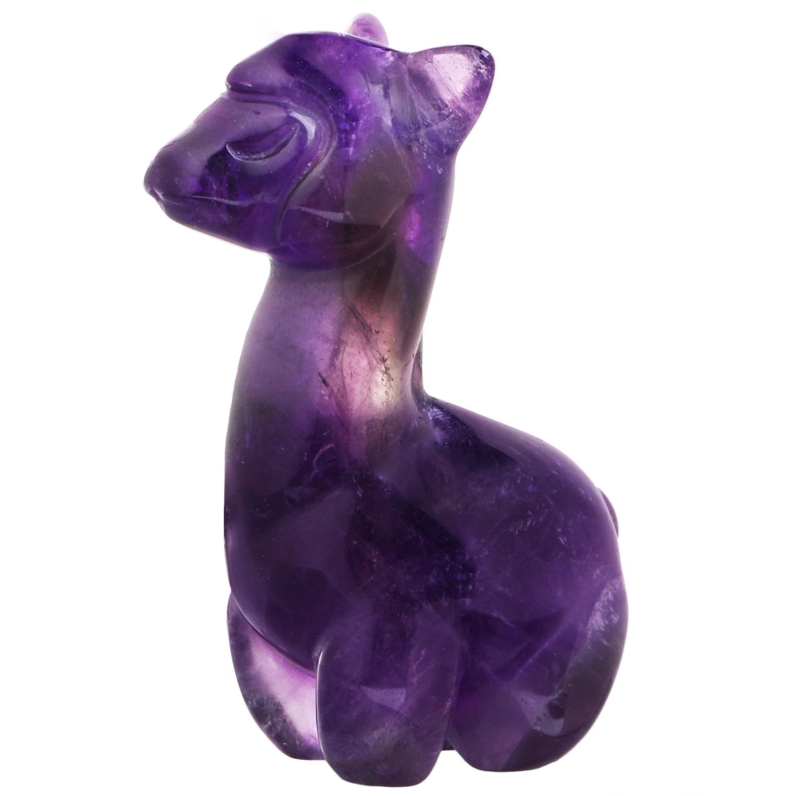 Statuette d'alpaga en cristal d'améthyste Nupuyai : figurine d'animal sculptée, pierre de poche