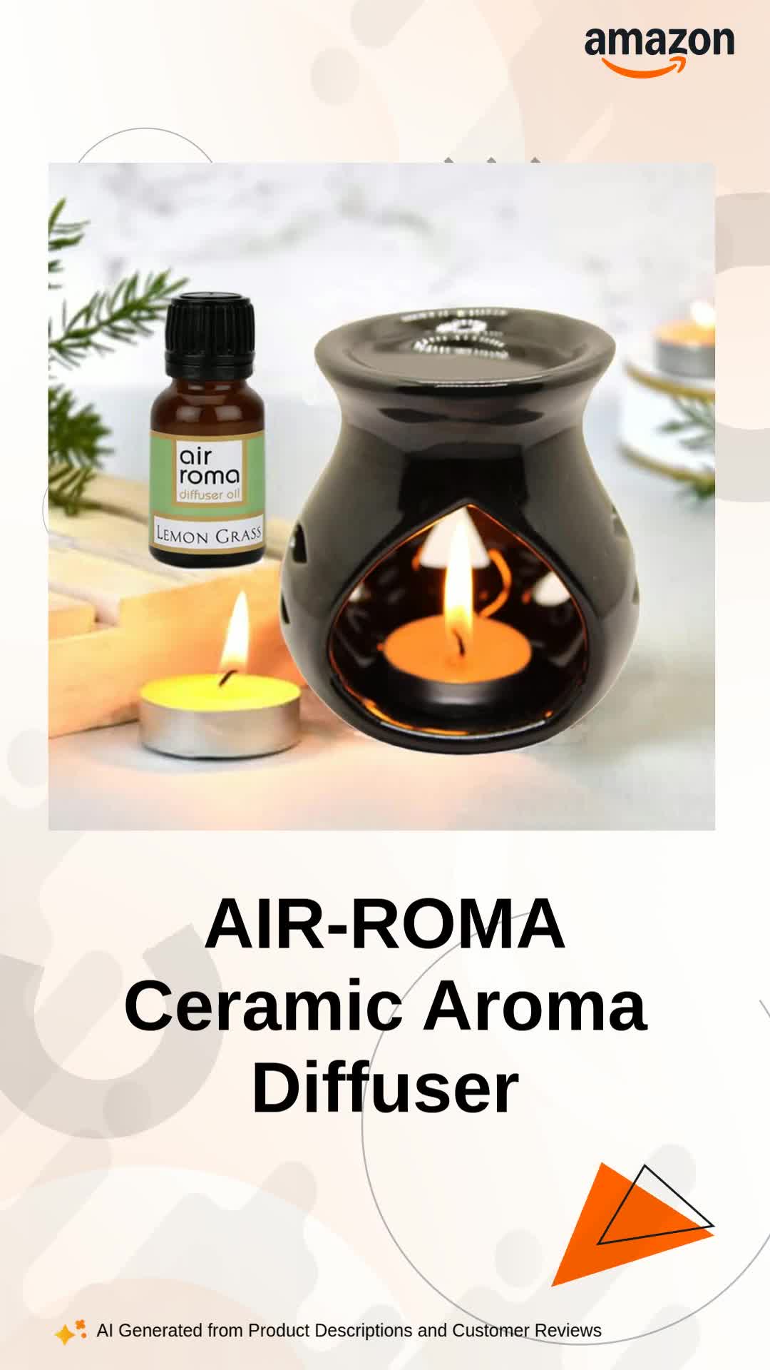 AIR-ROMA Air Roma Ceramic Aroma Black Diffuser Burner With 10Ml