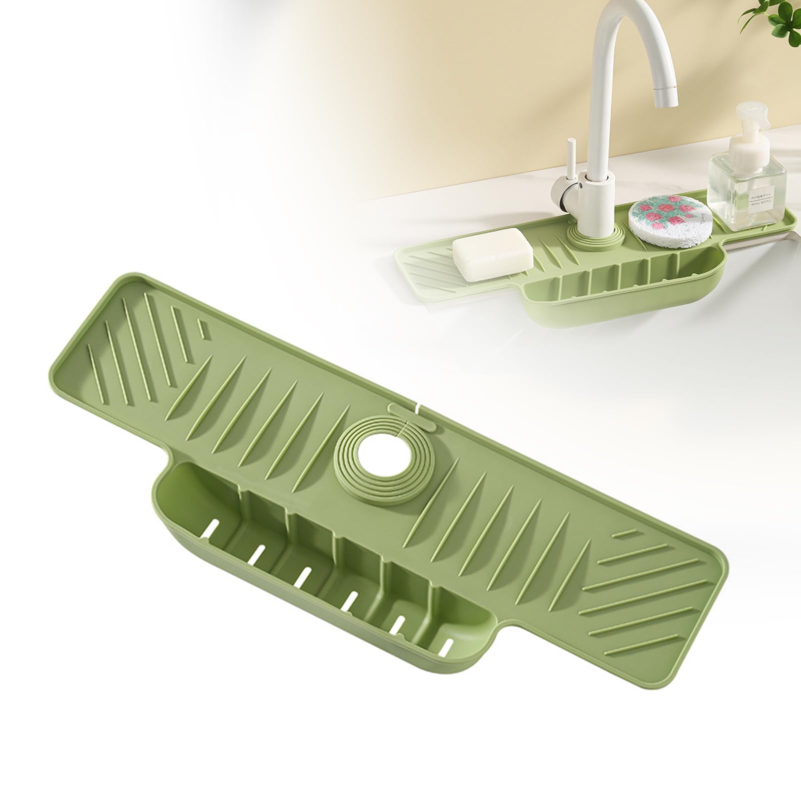 Tapis récupérateur d'eau en silicone pour évier de cuisine, anti- éclaboussures, tapis de drainage d'évier