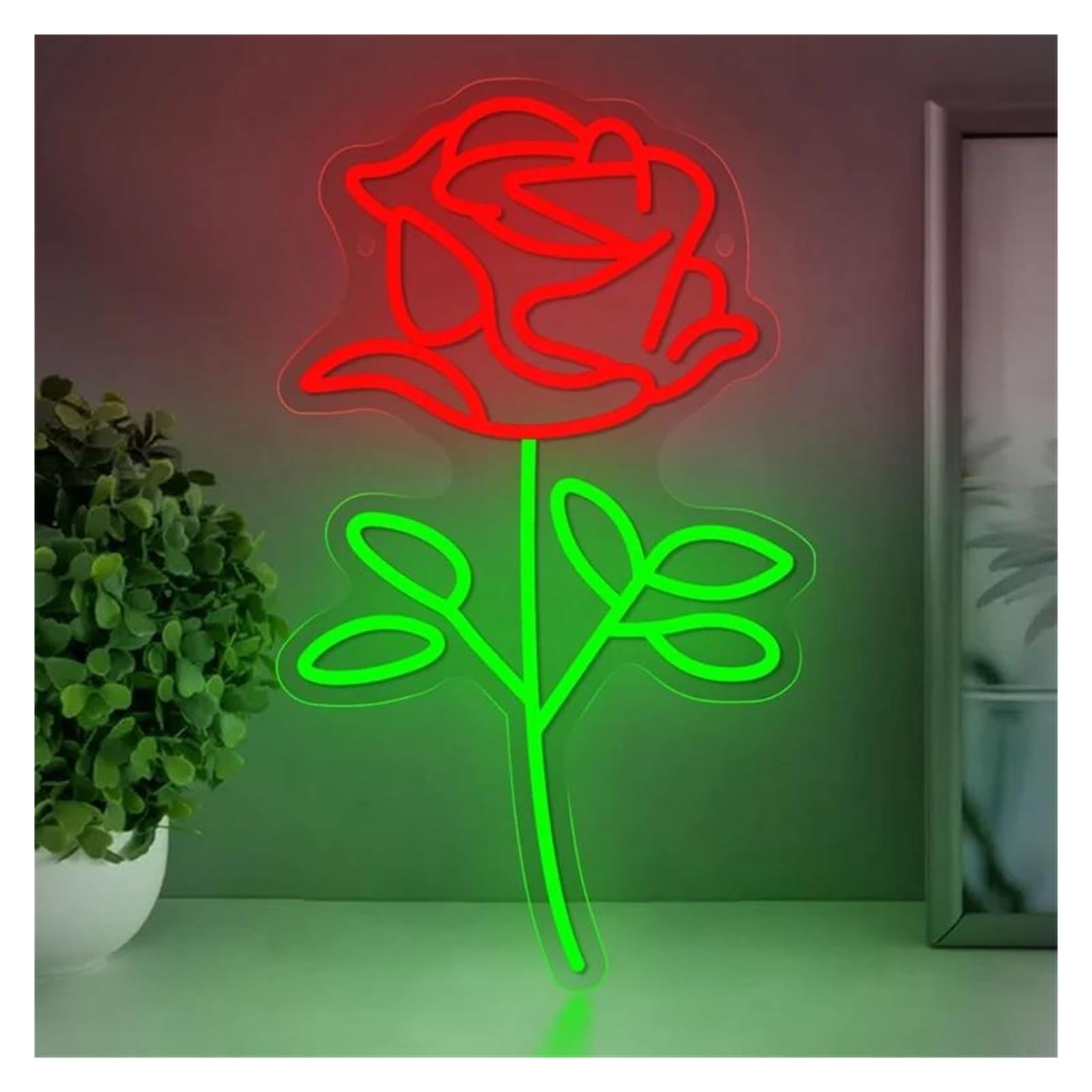 Luz de Diseño de Digital Lámpara De Noche LED De Neón Con Flores Rosas, Letrero Acrílico USB Para El Hogar, Dormitorio, Sala De Estar, Bar, Fiesta, Boda, Decoración De Pared