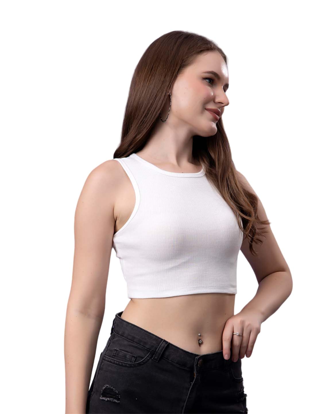 friskers Crop Top for Women, Summer Tank Top, Ribbed Cropped Sleeveless Vest Casual Crew Neck Binding Crop Top-picture-33
