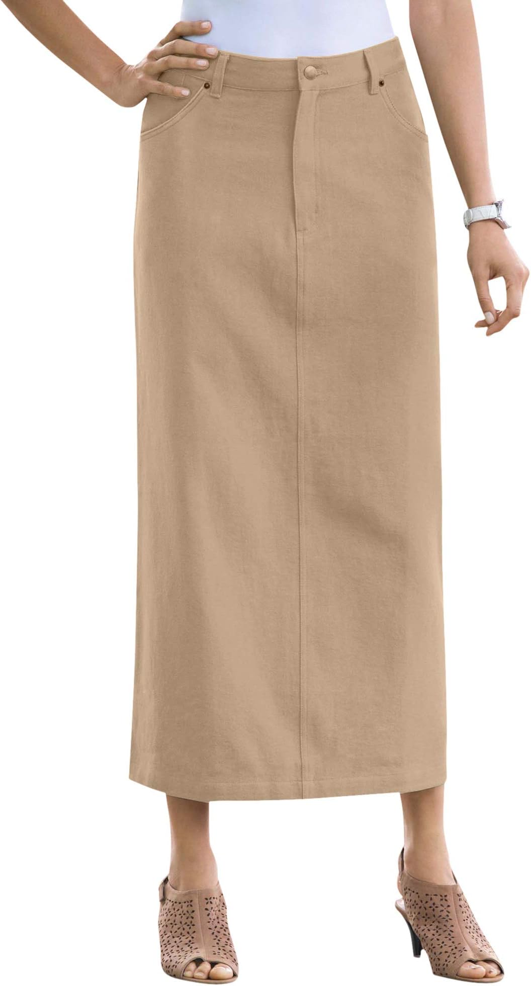 Jessica London Women's Plus Size Classic Cotton Denim Long Skirt 100% Cotton
