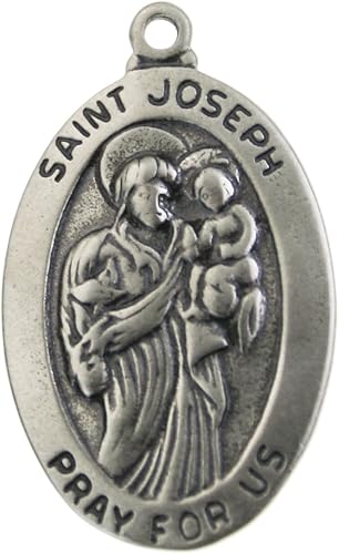 Medalla de medallón de San José de plata esterlina o colgante Artículo #19663, Plata esterlina, No es una piedra preciosa