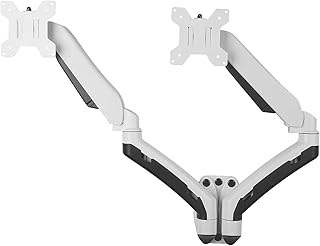 GSA22WD Gas Powered Monitor Arm Wall Mount w/ vesa bracket for 17"-27" Screens : Tilt up/down 180°, swivel left/right 360°, 360° rotation, rotation: landscape or portrait, height adjustment - in White