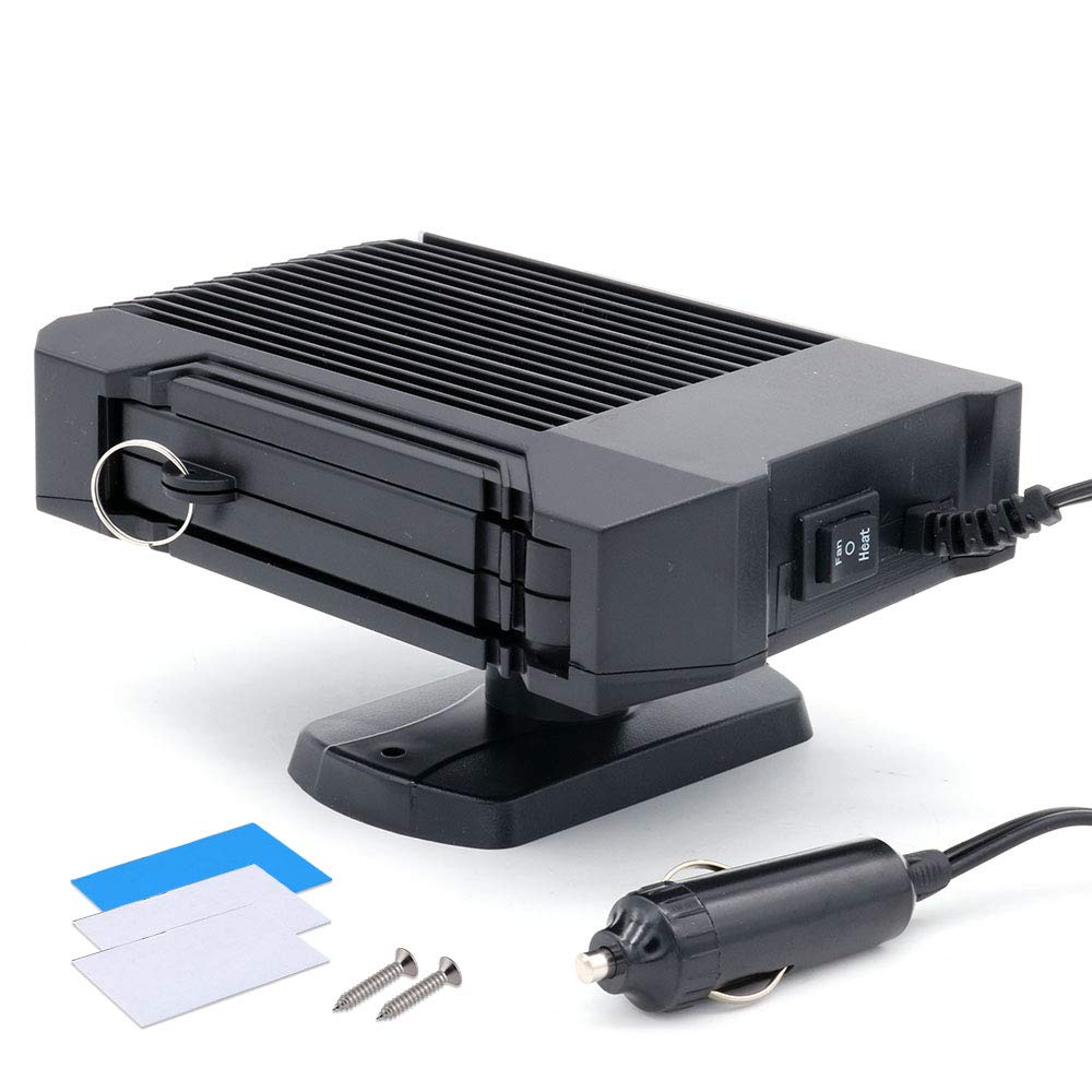 NUZAMAS Chauffage de voiture portable 12 V 150 W avec poignée, chauffage et ventilateur 2 en 1, désembuage de voiture d'hiver, s