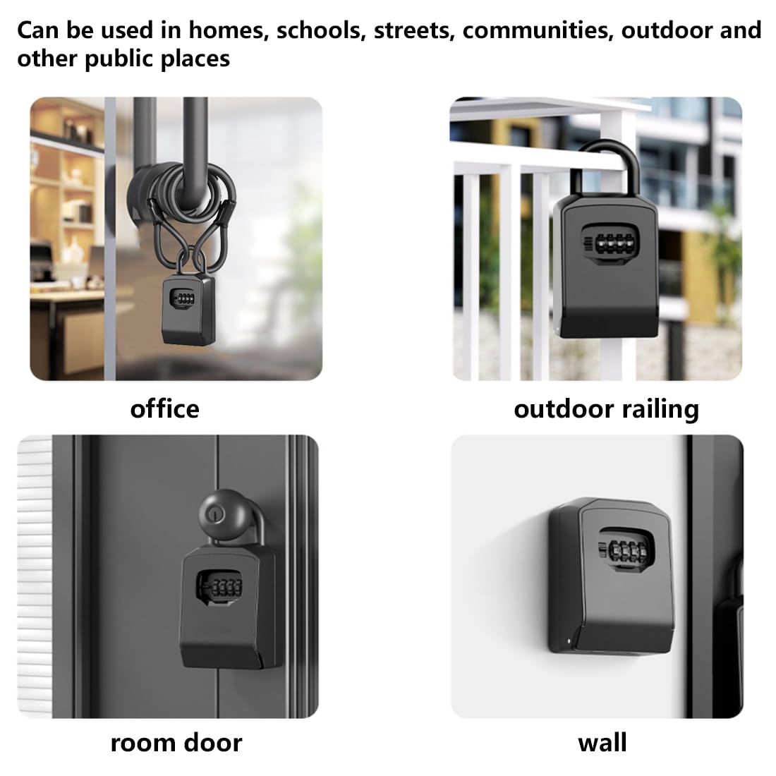 Cassaforte Porta Chiavi da Esterno con Codice 4 Cifre E Lucchetto Cassetta Sicurezza Chiavi Anti-intemperie in Sicurezza per Casa Fabbrica Lega di Zinco,Black