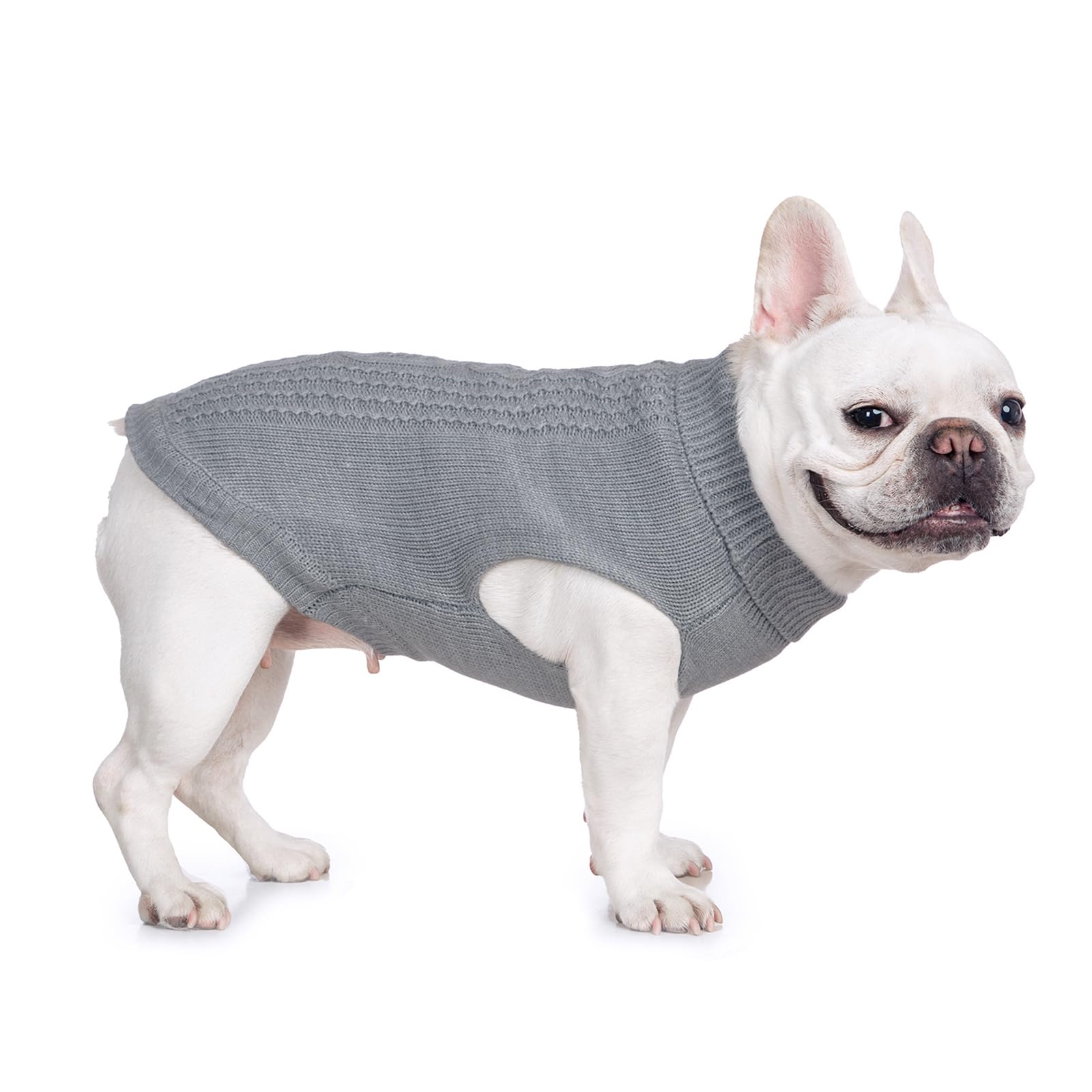 Suéter elástico para gato, 19 colores, 6 tamaños, cómodo invierno (gris, XL, chaleco) | Ready Knit para niños y niñas, gatos, gatitos y perros
