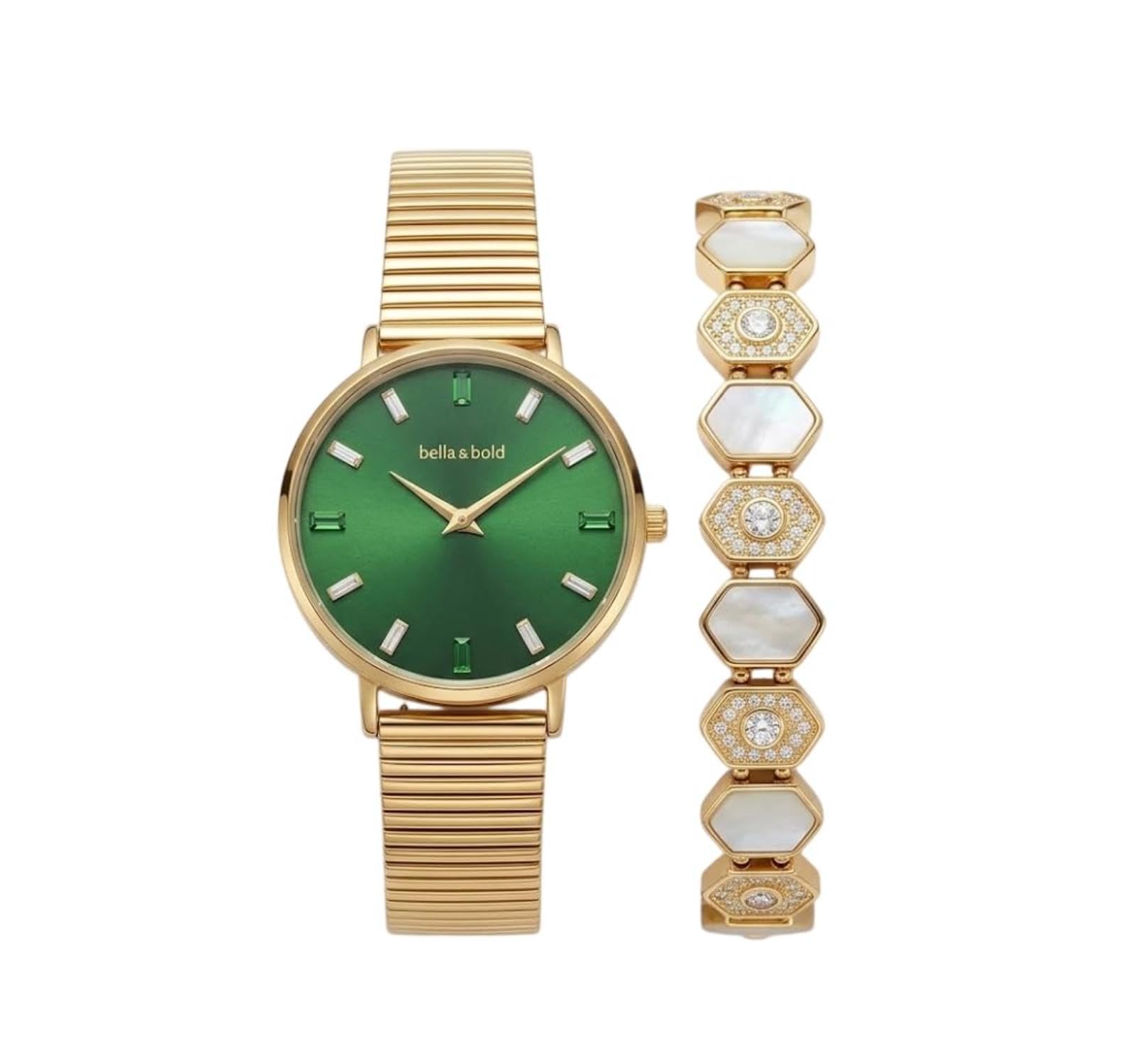 Women Rainbow Luxury Analog Watch & Bracelet Set | Champagne Finish Case | Crystal Bezel Accents | Quartz Movement | Round Dial | Adjustable Mesh Strap | Premium Fashion Wristwatch-image-31