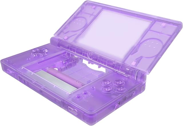 eXtremeRate Clear Atomic Purple Replacement Full Housing Shell for Nintendo DS Lite, Custom Handheld Console Case Cover with Buttons, Screen Lens for Nintendo DS Lite NDSL - Console NOT Included