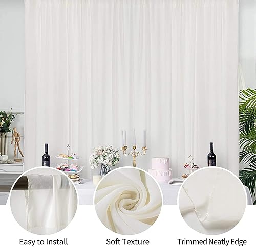 Miniatura 3 de AK-Trading - Paneles de cortinas de gasa para eventos de boda y decoración, cortinas de telón de fondo (58 x 120 pulgadas, marfil)