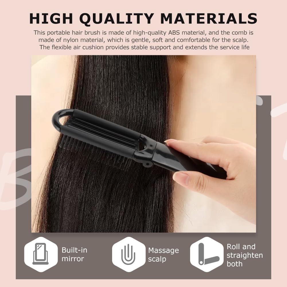 2Pcs Foldable Hair Brush with Mirror, Travel Compact Hair Brush Pocket Size, Portable Massage Comb - Image 4
