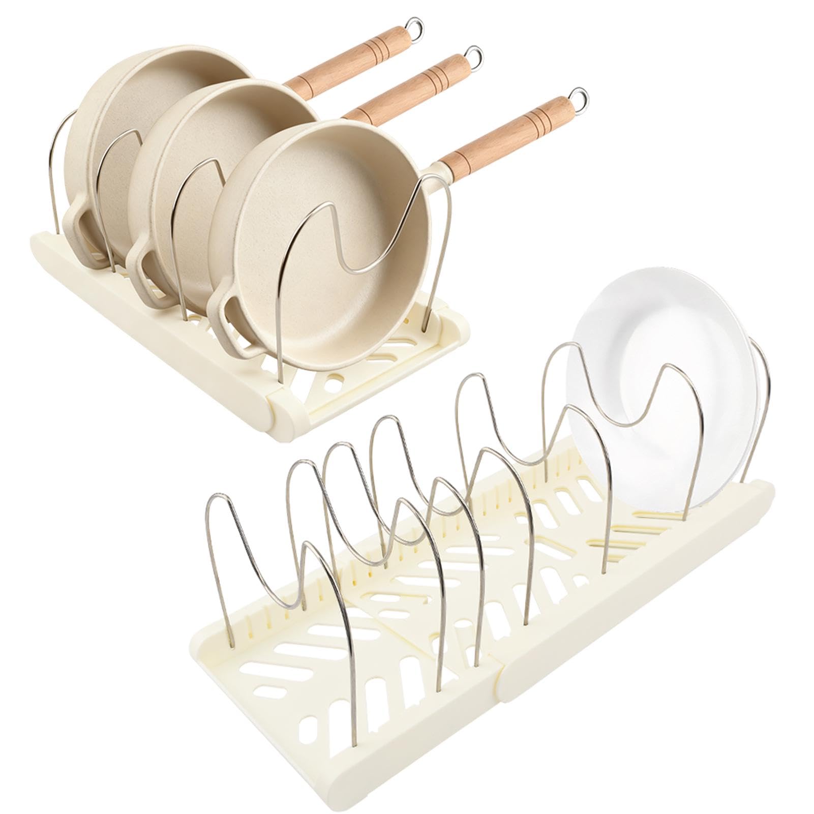 Expandable Pots and Pans Organizer Rack,with 10 Adjustable Compartments for Kitchen Cabin…