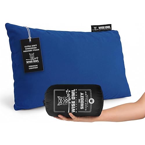 Wise Owl Outfitters Camping Pillow – Memory Foam Travel Pillow for Airplane Sleeping, Hiking, Backpacking & Outdoor Use - Small & Portable for Adults, Car, Camp & Tent
