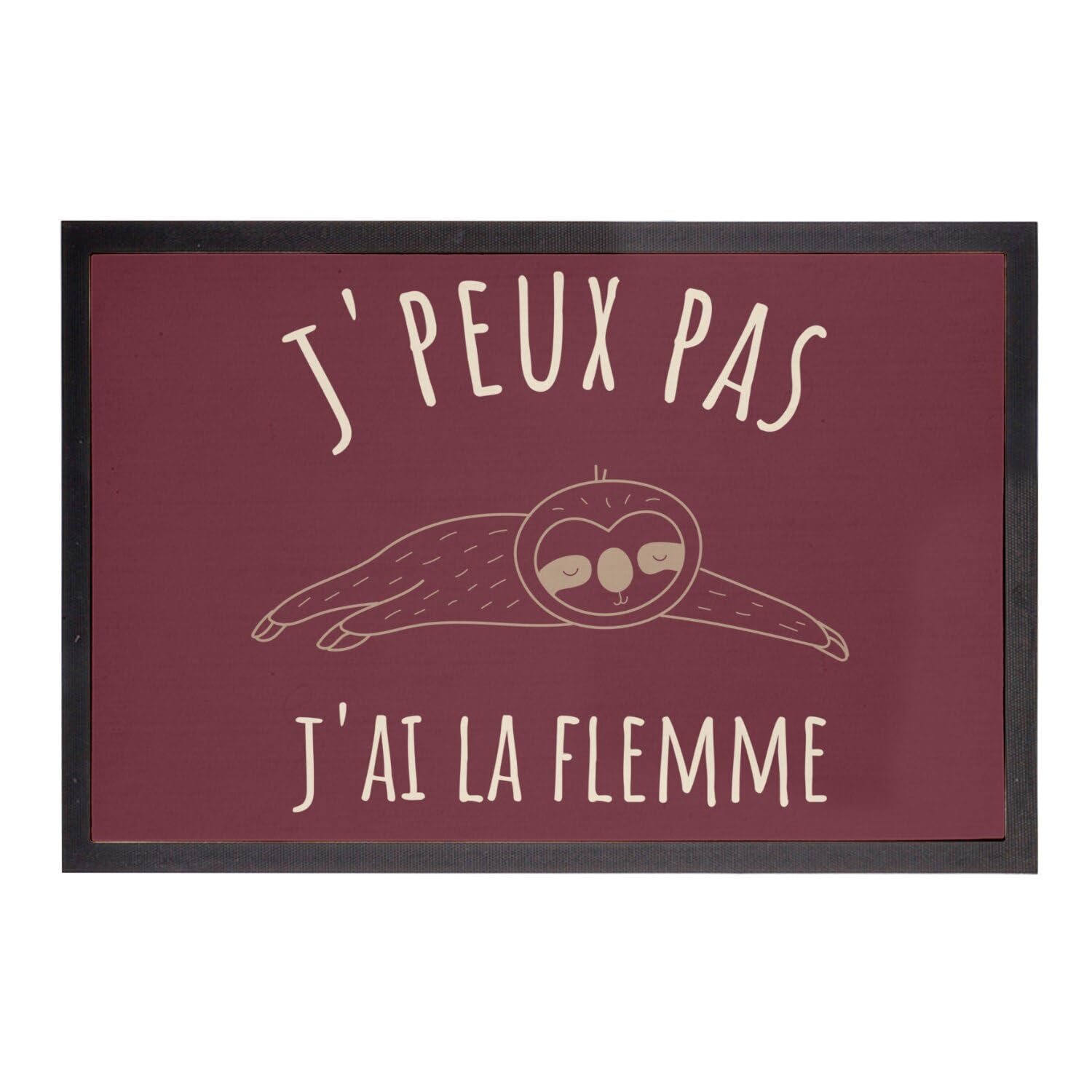Paillasson Rouge J'Peux Pas J'Ai la Flemme cadeau pendaison de cremaillere original