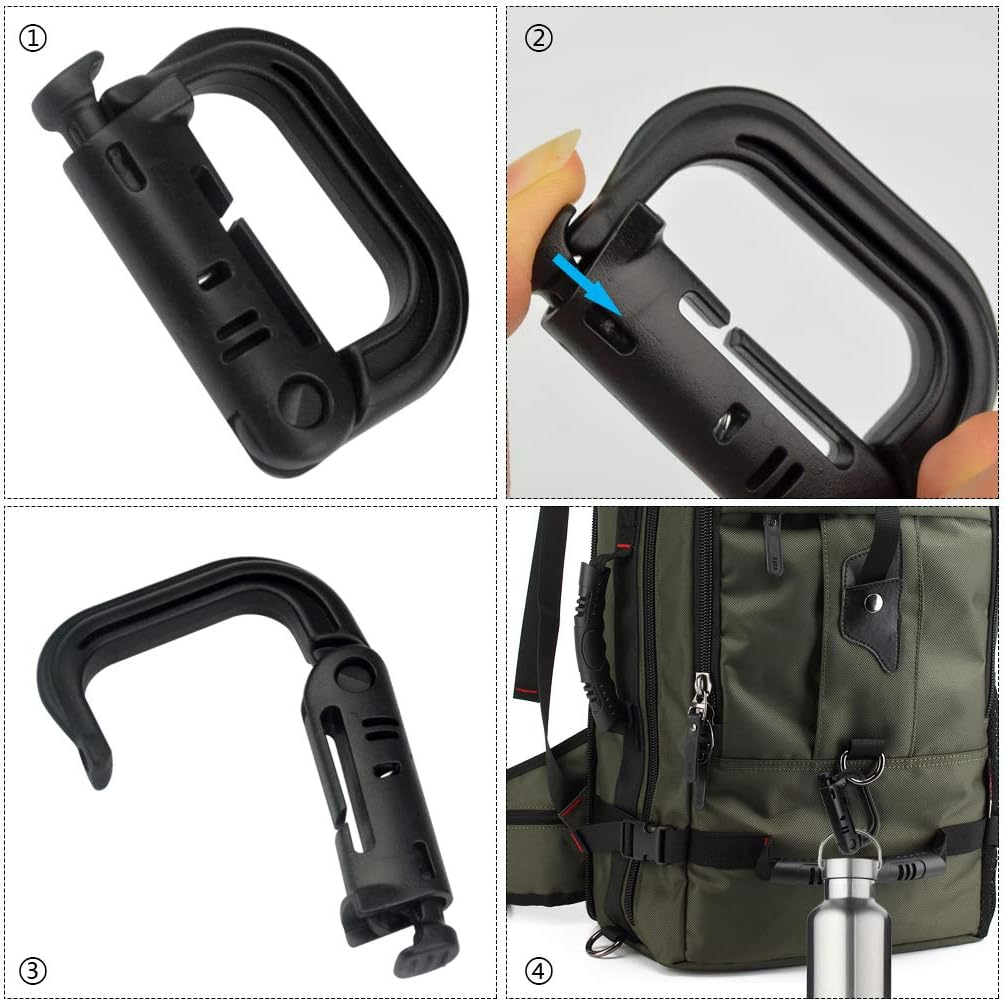 18 pcs Multipurpose Grimlock D-Ring Locking Molle Clips Hanging Hook for Webbing Strap Molle Bag Tactical Backpack - Image 5
