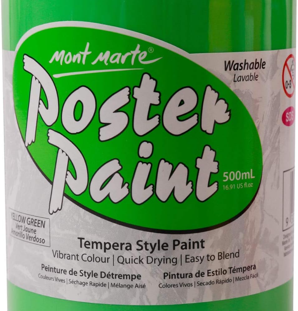 Mont Marte Tempera Paints Set for Kids (16.67oz/500ml), 6 Vibrant Colours for Arts, Crafts and Posters : Toys & Games
