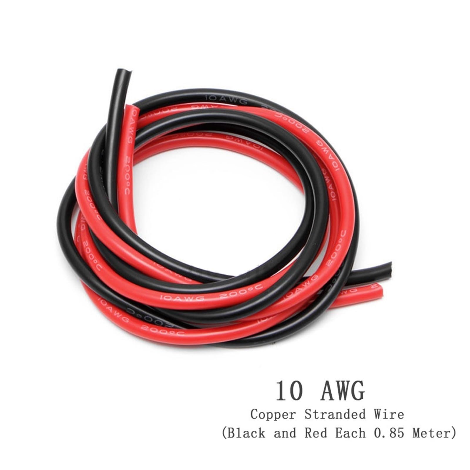 Outdoor Extension 1 Set Temperature Resistance Soft Silicone Cable 10AWG 16AWG Flexible Copper Electrical Wire 1 Meter 0.85 Meter Solar sheathed(Color:10AWG 1.7M)
