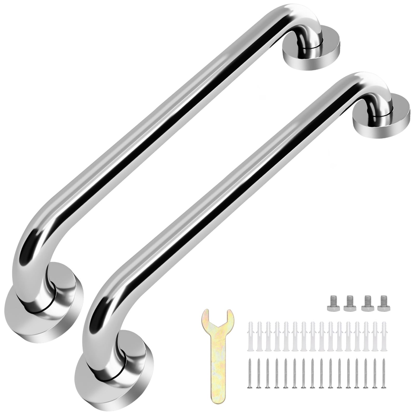 Sunzone 2 Pack Shower Grab Bars, 40cm Grab Bars for Bathroom,Stainless Steel Grab Bar,Shower Handle for Senior, Safety Hand Rail Support, Assist Bath Handle for Handicap Elderly Injury