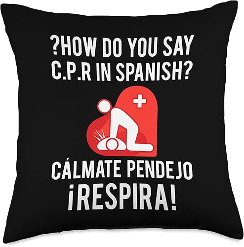 Miniatura 5 de Certified CPR Instructor Gifts First Aid EMT EMS - Almohada para instructor de RCP español, 16 x 16 pulgadas, multicolor