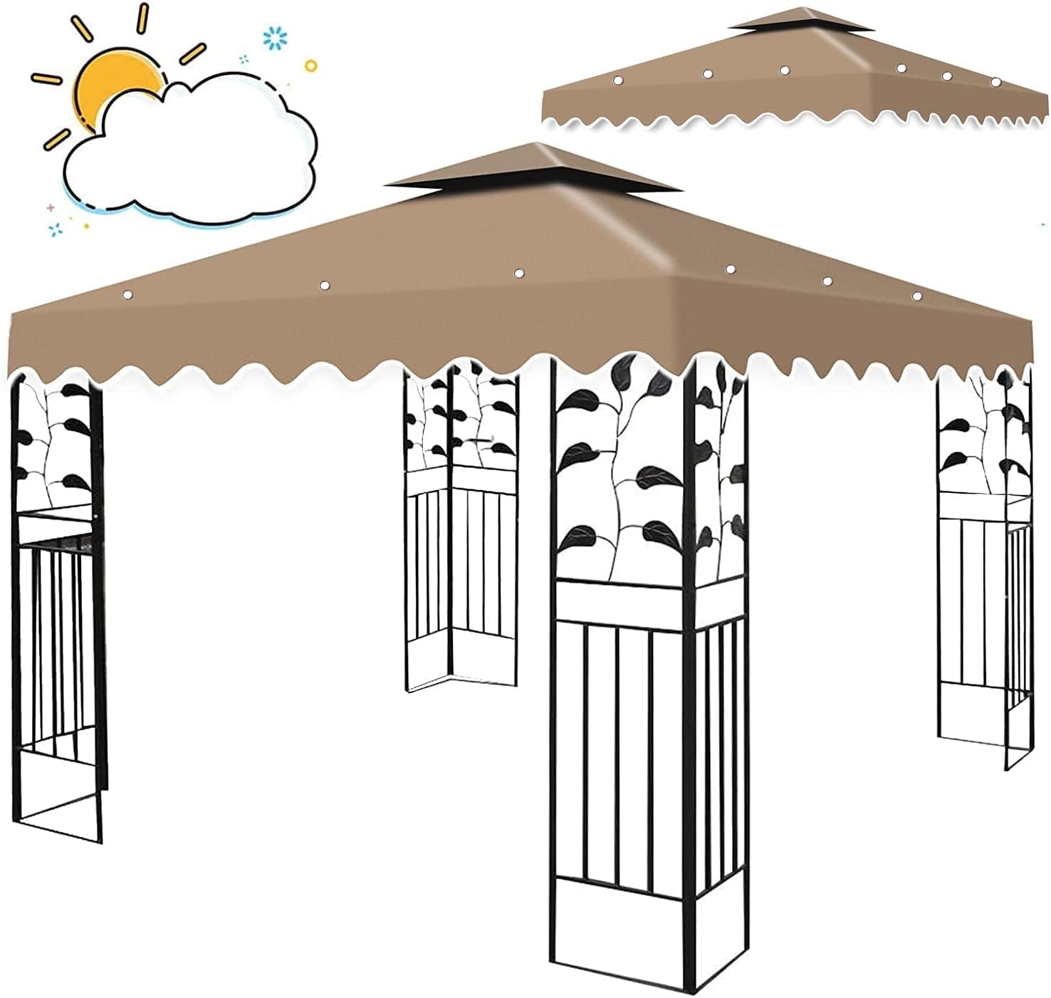 Gazebo Replacement Cover 3x3 m, 300D Polyester Waterproof Canopy Top with PA Coating