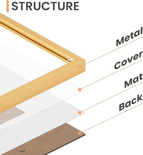 Miniatura 5 de upsimples Portarretratos de aluminio de 12 x 16 pulgadas con paspartú para fotos de 8.5 x 11 pulgadas, decoración de pared de galería, juego de 2,
