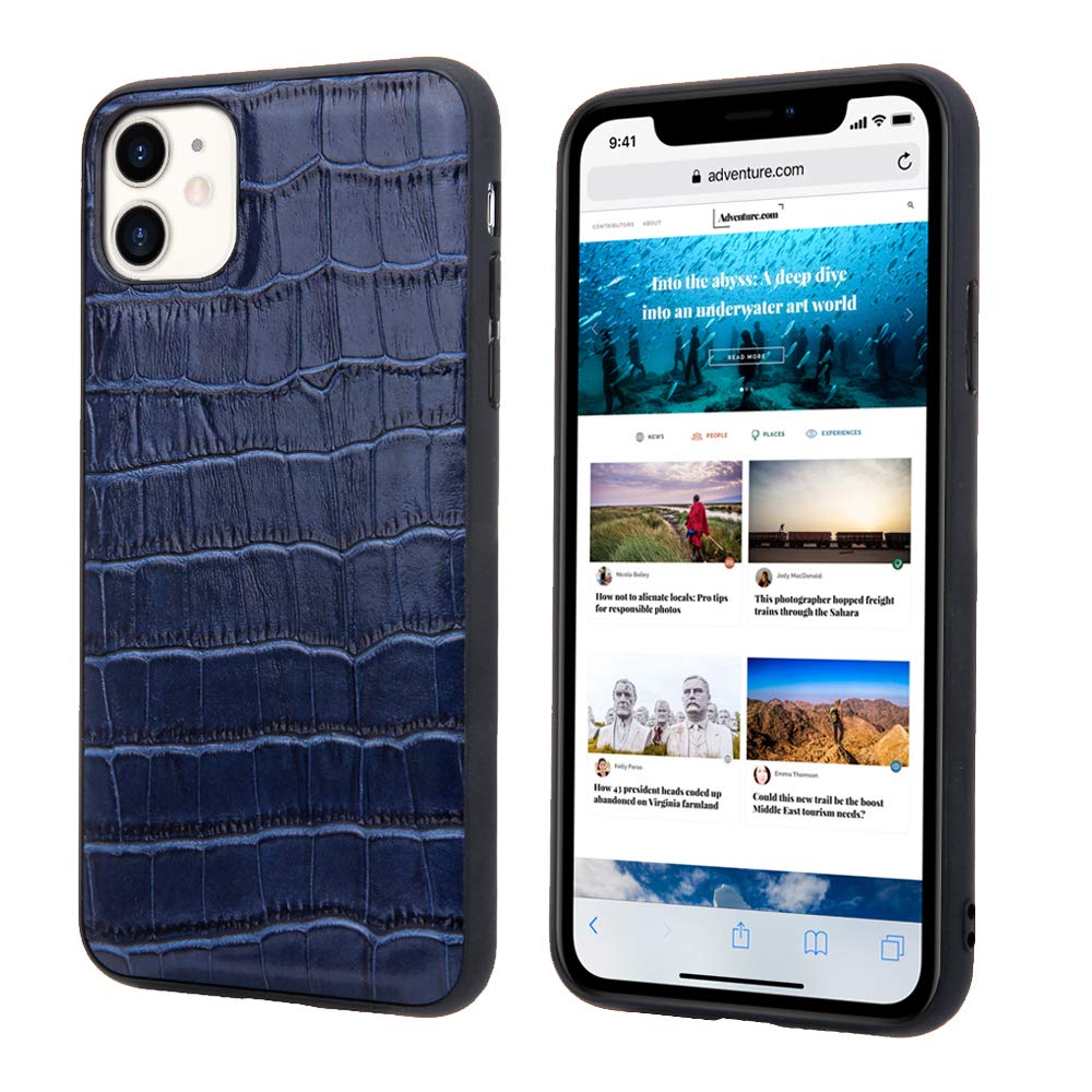 Nincyee Custodia In Vera Pelle Per IPhone 11 Pro Max - Motivo Coccodrillo, Copertura Paraurti, Colori: Nero/Rosso/Marrone/Blu - 4