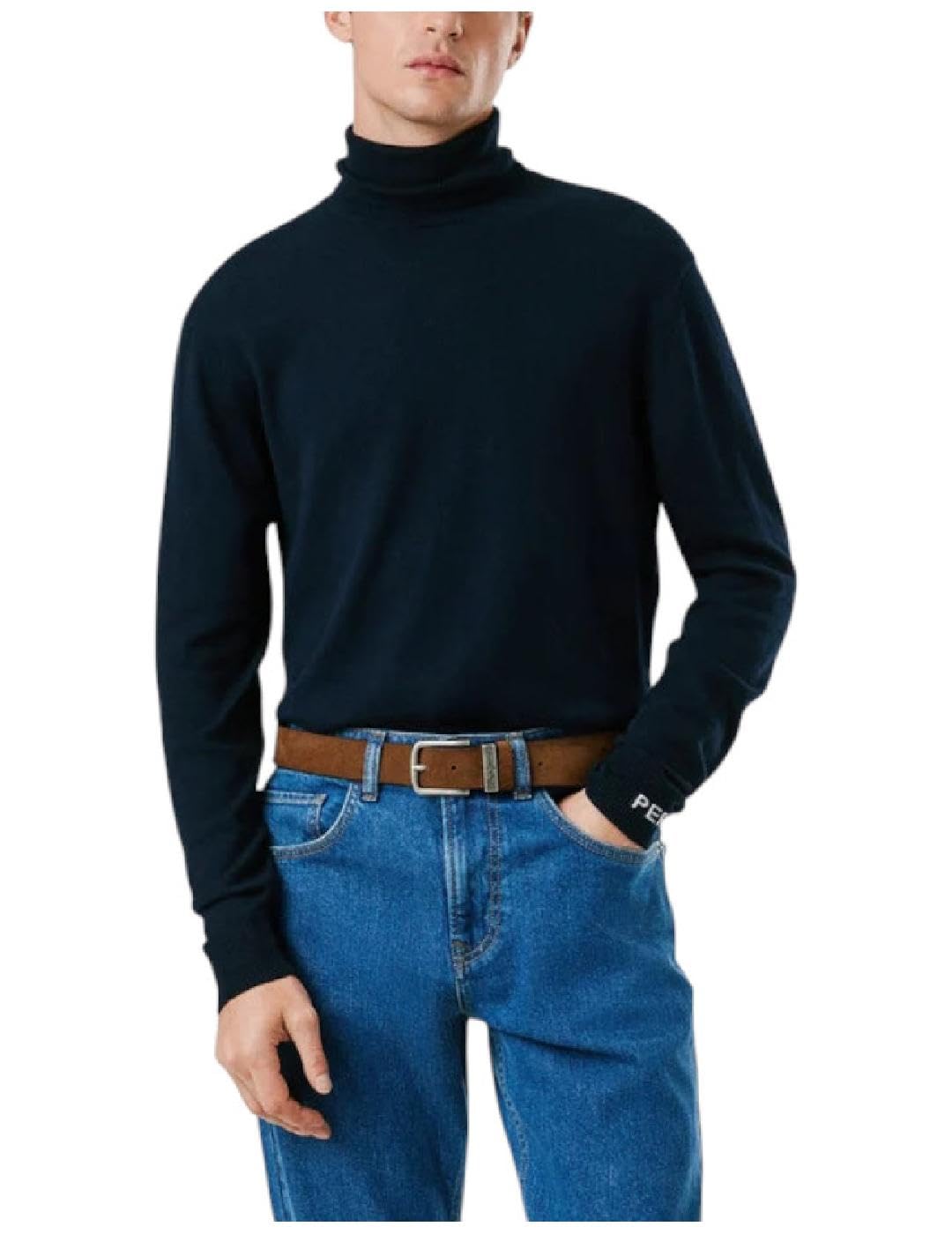 Pepe Jeans Men's Andre Turtle Neck Knitwear, Blue (Dulwich Blue), S