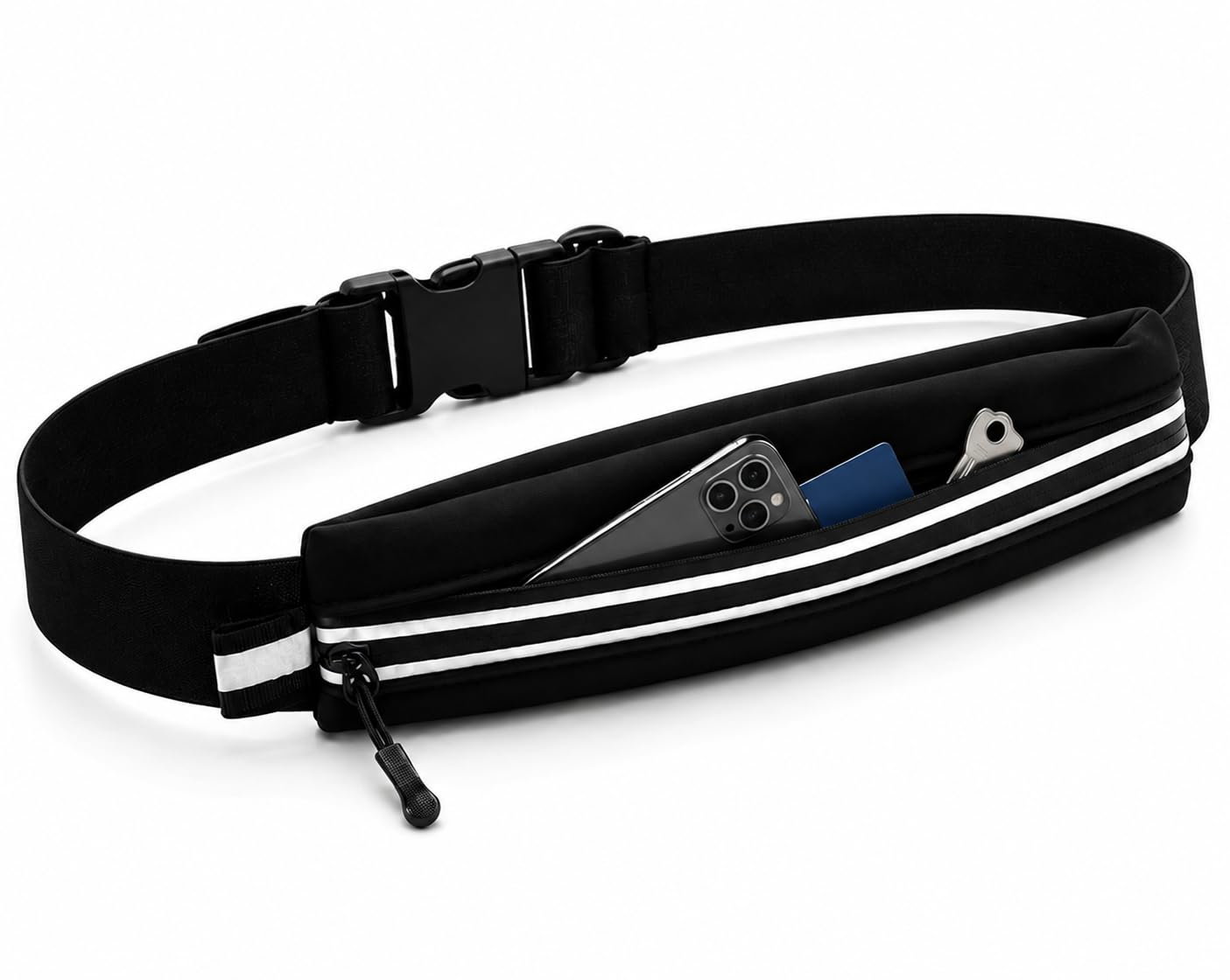 Slim Running Belt for Women Men Adjustable Fanny Pack Fits All Phones,Black | No Bounce Running Belt for Men Running Belts for Women Secure Fit,Waterproof function,Fits ALL Phones