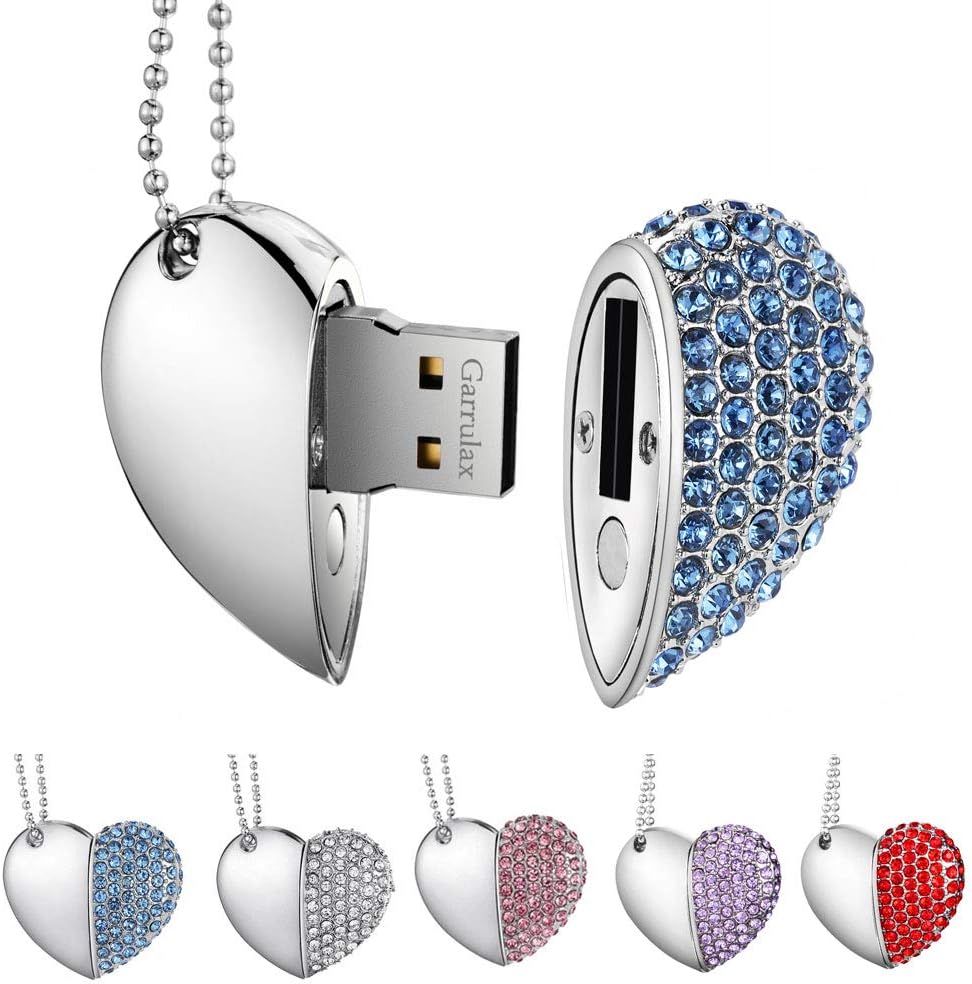 USB Flash Drives, Premium Heart Diamond High Speed USB 2.0 Flash Data Storage Drive Memory Pen Stick Flash Disk Pendrive