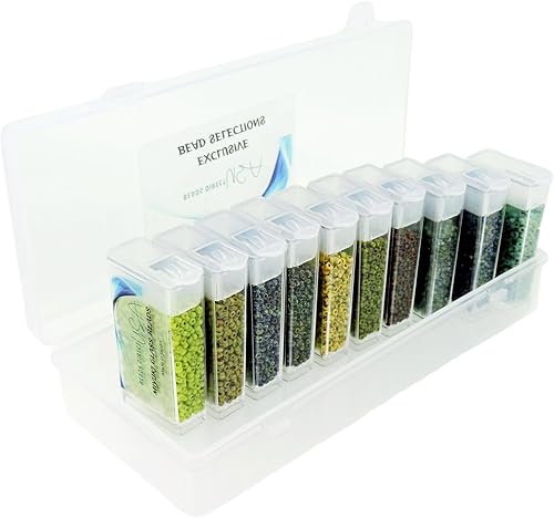 Juego de 10 colores – Miyuki tamaño 11/0 cuentas redondas de semillas – 3.53 onzas – Colección Picasso en contenedores abatibles y caja de