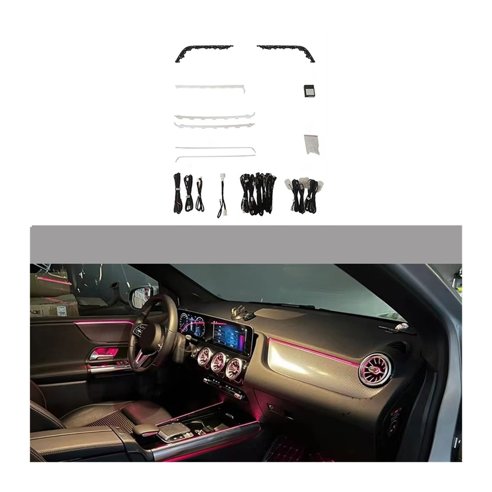64 Color Colorful Atmosphere Lamp Compatible with Mercedes-Benz GLA-Class W247 2020-2022 Saddle lamp Storage Box lamp Ambient Light