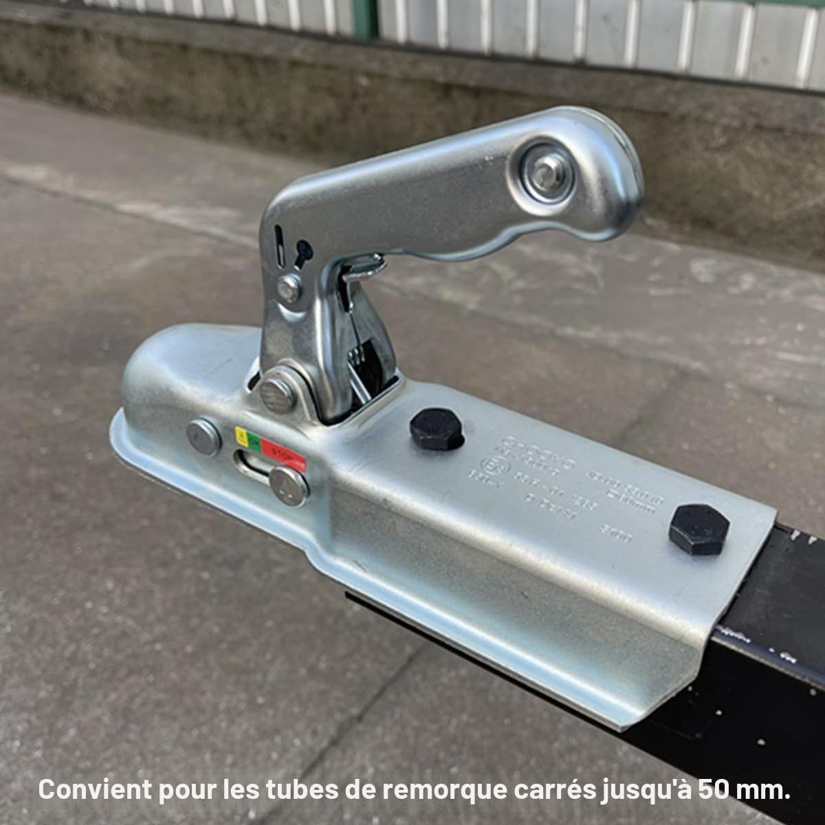 Tete Attelage Remorque, Timon Remorque Carré de 50mm Tete Crochet Attelage Remorque Voiture Accessoire Remorque Compatible avec Attelage Universel à Boule pour Remorque