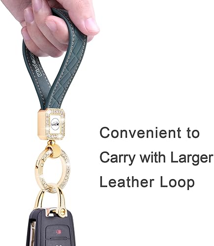 Miniatura 3 de Wisdompro Llavero de cuero brillante para automóvil, llavero universal de cuero de microfibra para llavero