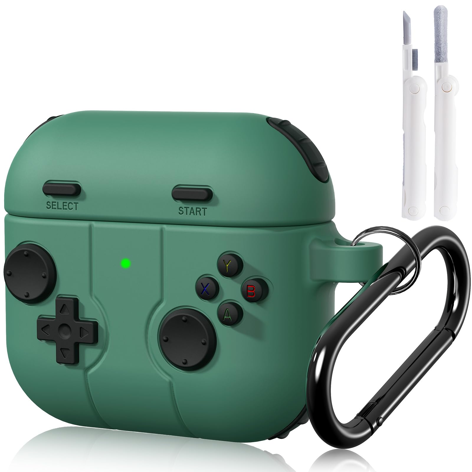 KOREDA Game Case for AirPods 4th Generation Case Cover, Cute Funny Cartoon Silicone Protective Case with Cleaning Pen and Keychain for Apple Airpods 4 (Green)