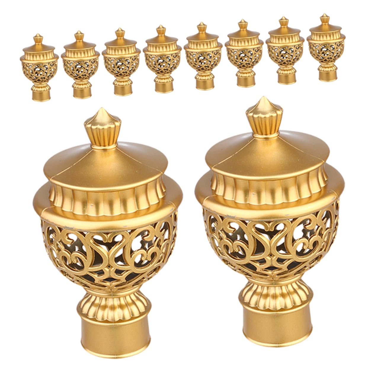PRETYZOOM 10pcs European Style Drapery Pole Head Caps Roman Design Curtain Rod Tips Decorative Window Drape Rod Accessories