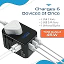 Ceptics Universal Travel Adapter, 45W International Power Adapter with PD & QC 3.0 Dual USB-C, 3 USB Travel Adapter Worldwide, Type I C G A Outlets 110V 220V A/C - EU Euro US UK (11-KU) gallery image