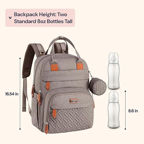 Miniatura 10 de BabbleRoo - Mochila para pañales, bolsa de viaje esencial para bebé, bolsa impermeable multifuncional, con cambiador, correas para cochecito y