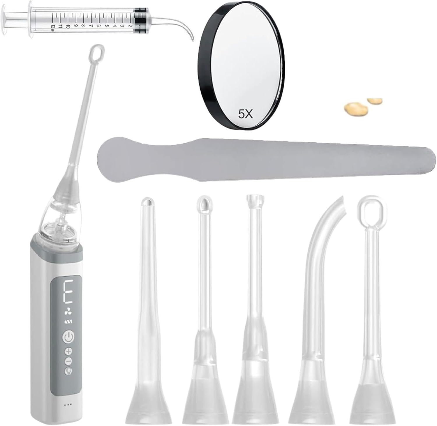 Electric Tonsil Stone Removal Kit Irrigation Syringe, 5X Magnifying Glass, 3 Suction Modes Tonsil Stone Remover Oral Irrigator(009)