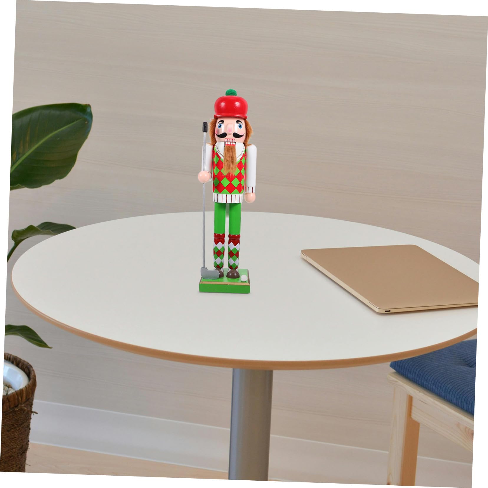 Adorno Pequeño de Madera para Navidad Decoración Festiva en Verde, Adorno Chic Adecuado para Estantes y Repisas en Ambiente Navideño