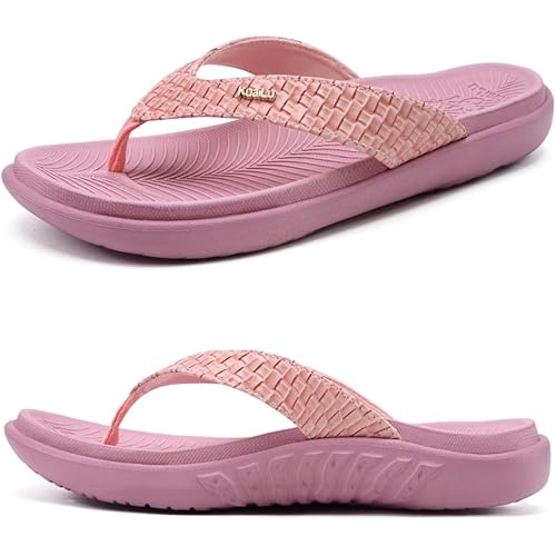 KuaiLu Womens Flip Flops Ladies Yoga Mat Comfortable Walking Thong Sandals With Plantar Fasciitis Arch Support Slip On Indoor Outdoor For Summer